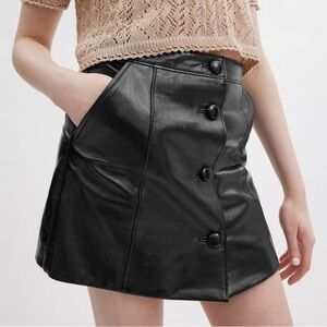 NWT Coach Black Patent Leather Mini Skirt black